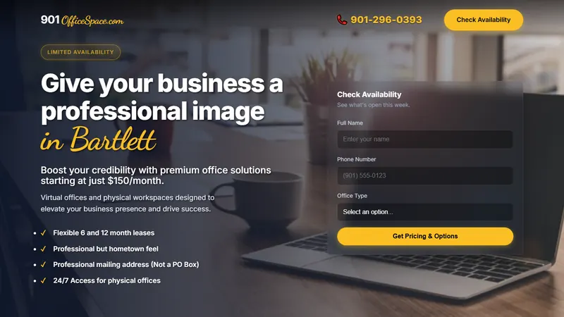 901 Office Space - Virtual and physical office space website design by SmartWeb Memphis