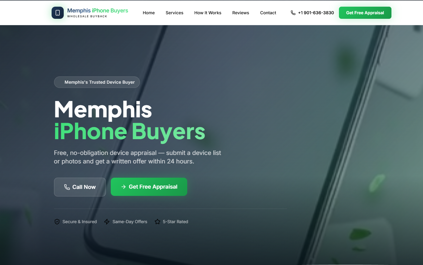 Memphis iPhone Buyers - high-converting landing page for local recycling business