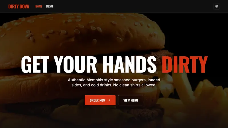 Dirty Dova Burgers - Memphis smash burger restaurant website design by SmartWeb Memphis