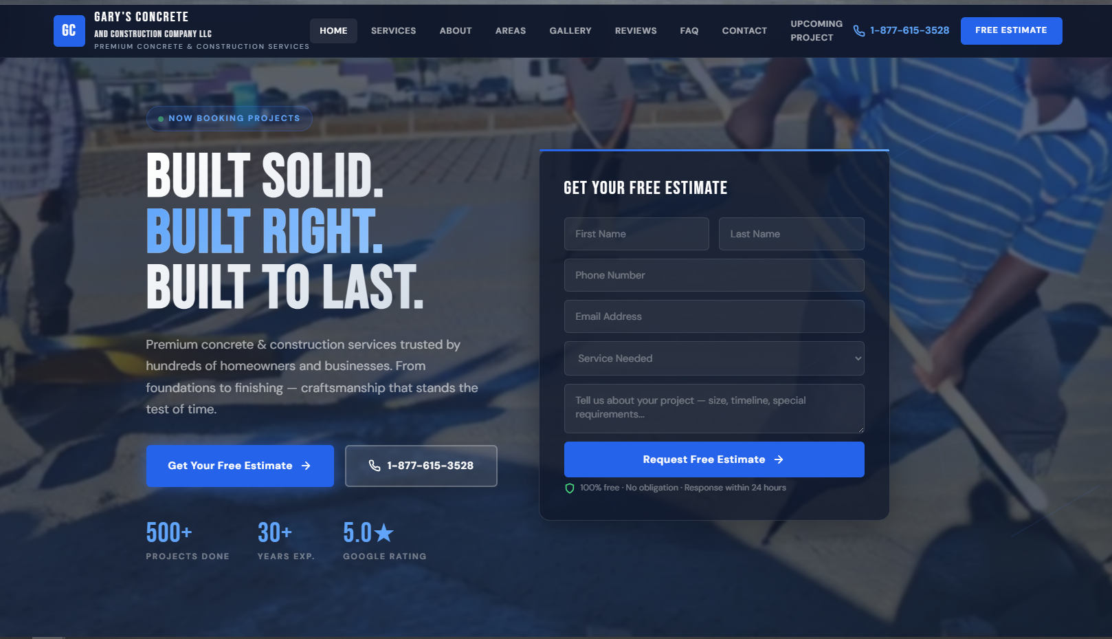 Gary's Concrete - Premium Concrete & Construction Services website design by SmartWeb Memphis
