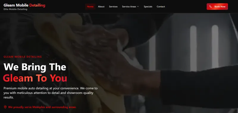 Gleam Mobile Detailing - Responsive automotive service website by SmartWeb Memphis