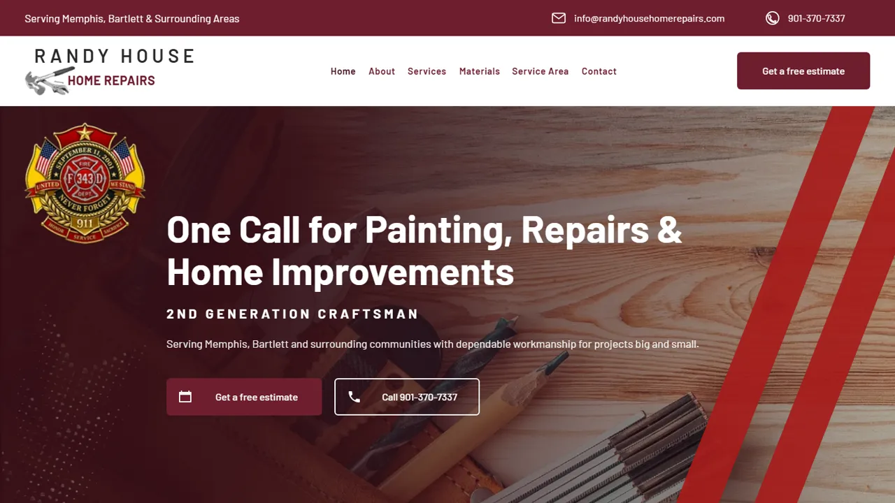 Randy House Home Repairs - Memphis painting and home repair website design by SmartWeb Memphis